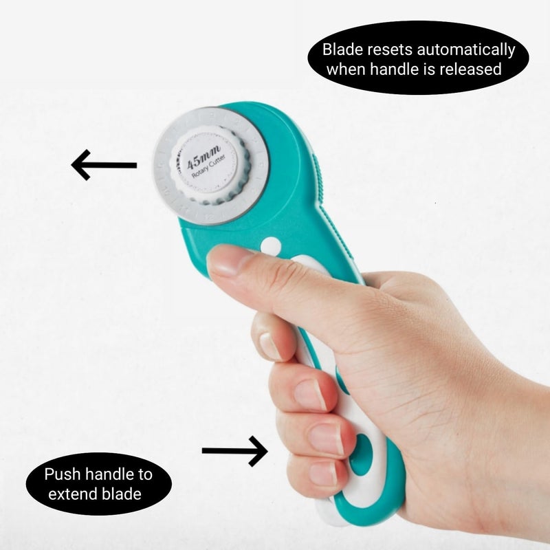 AMASEWART 45mm Rotary Cutter for Fabric with 8pcs Rotary Blades, Rolling Fabric Cutter Crochet Edge Skip Stitch Blade Perforating Rotary Blade, Pinking Rotary Cutter for Quilting Crafts Sewing - Image 3